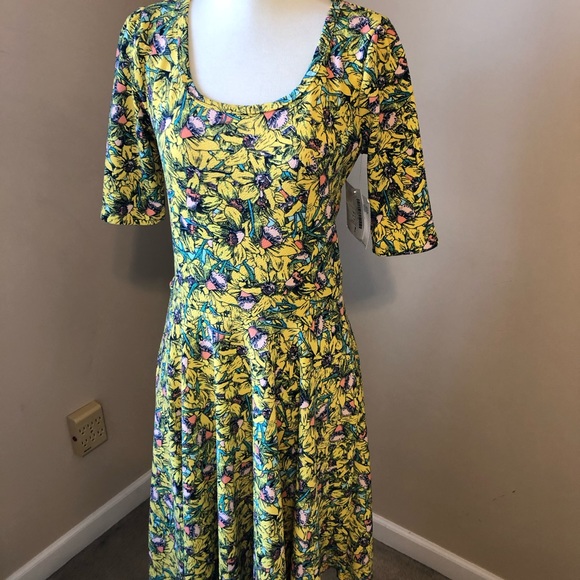 LuLaRoe Dresses & Skirts - NWT LulaRoe nicole dress yellow floral size medium